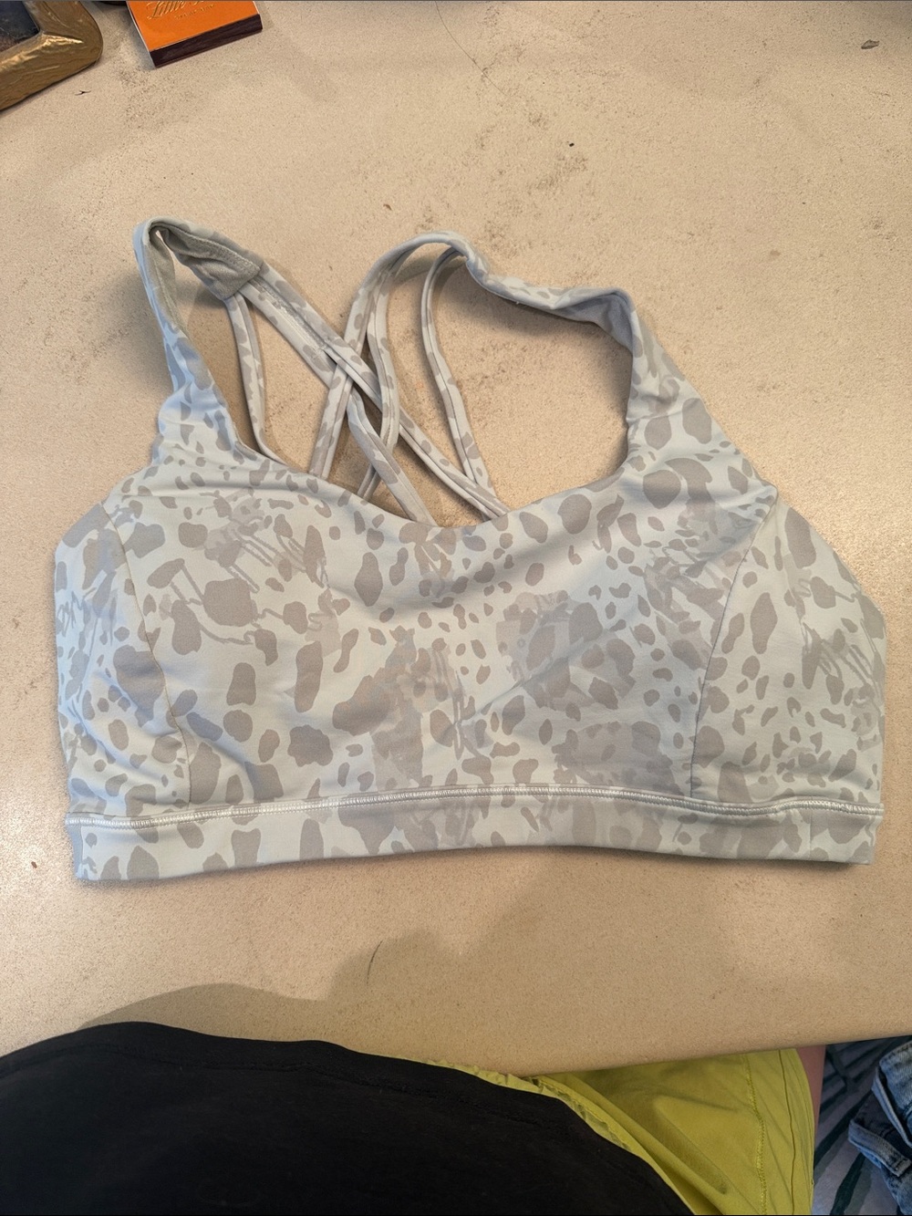 lululemon athletica Light Gray Printed Strappy Sports Bra